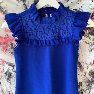 Gorgeous girls blue dress lace and ruffle detail